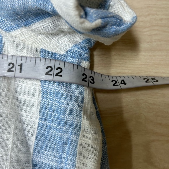 Free People We The Free Away At Sea Striped Linen Blend Button Crop Top Size M - Picture 5 of 6